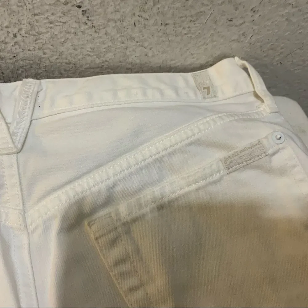 7 for all Mankind Cutoff Denim Shorts button fly in White size 28 - Picture 9 of 14